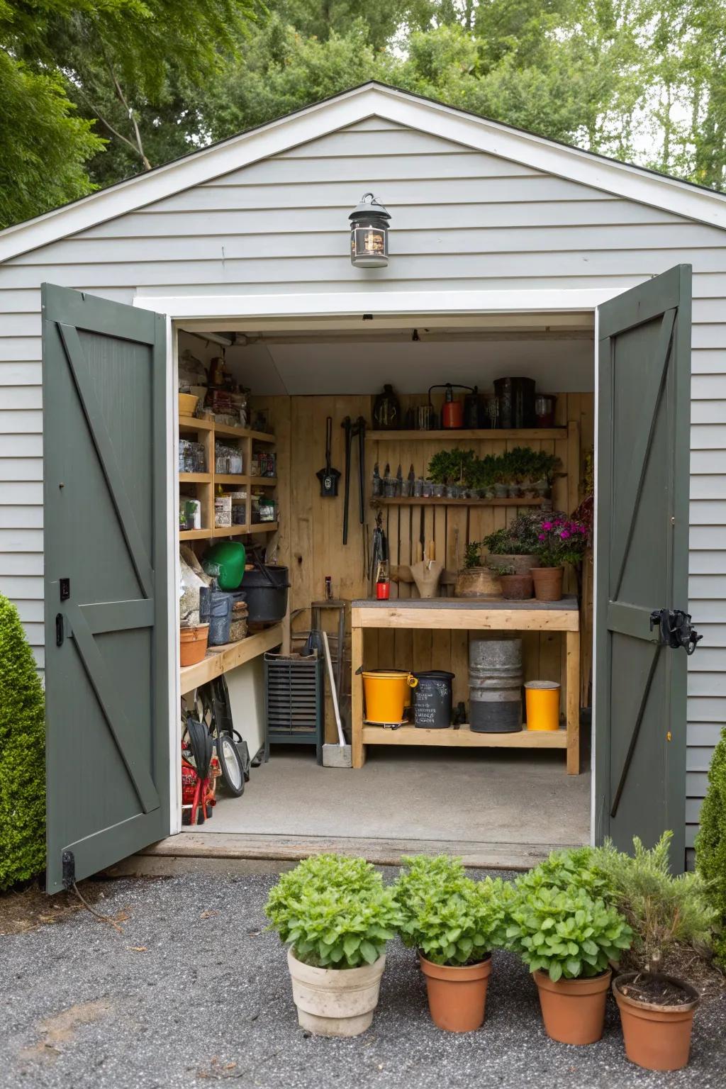 A dual-purpose garage and garden shed.