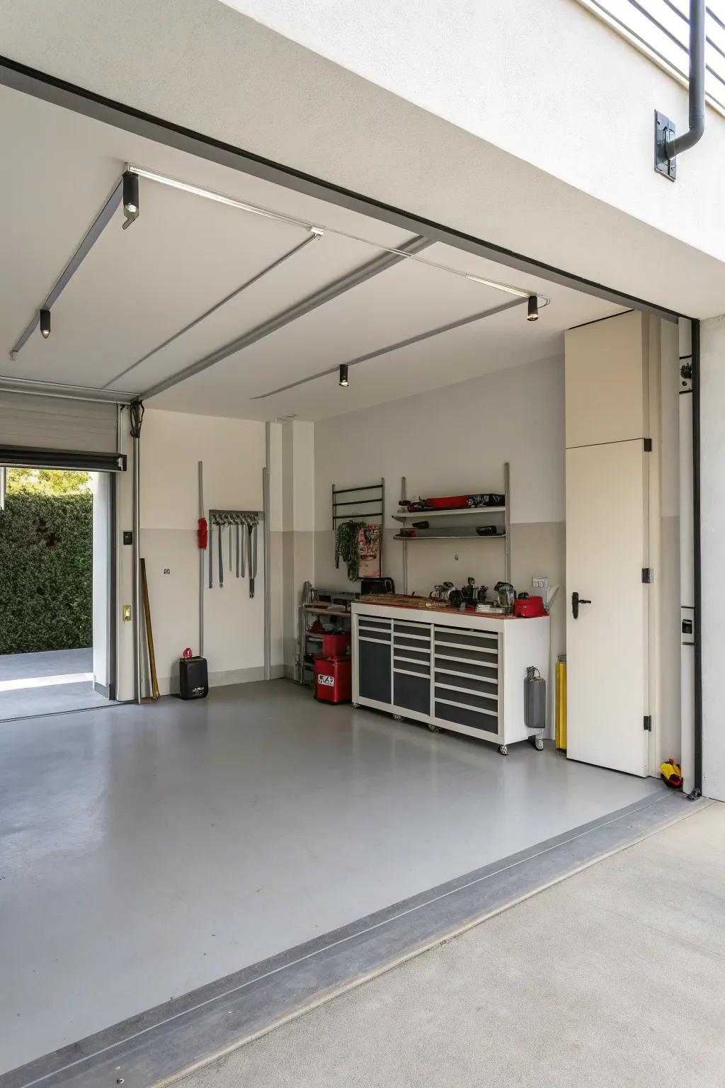 A minimalist garage design for a clutter-free and serene space.