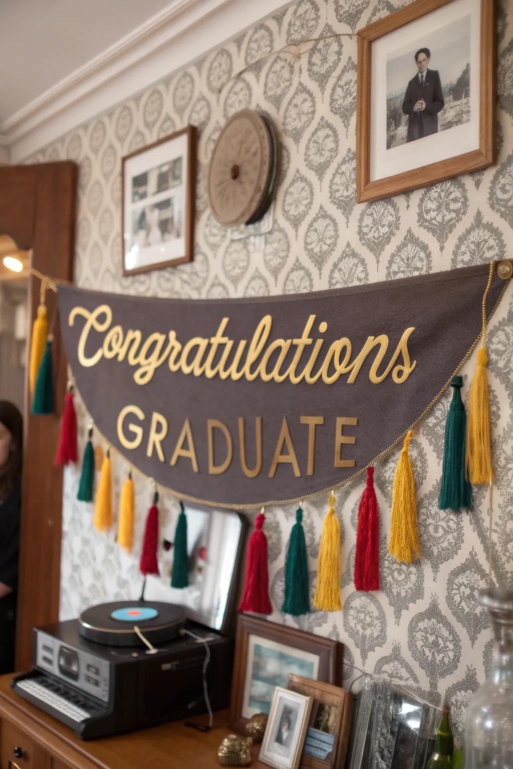 A charming vintage-style banner for a nostalgic graduation celebration.