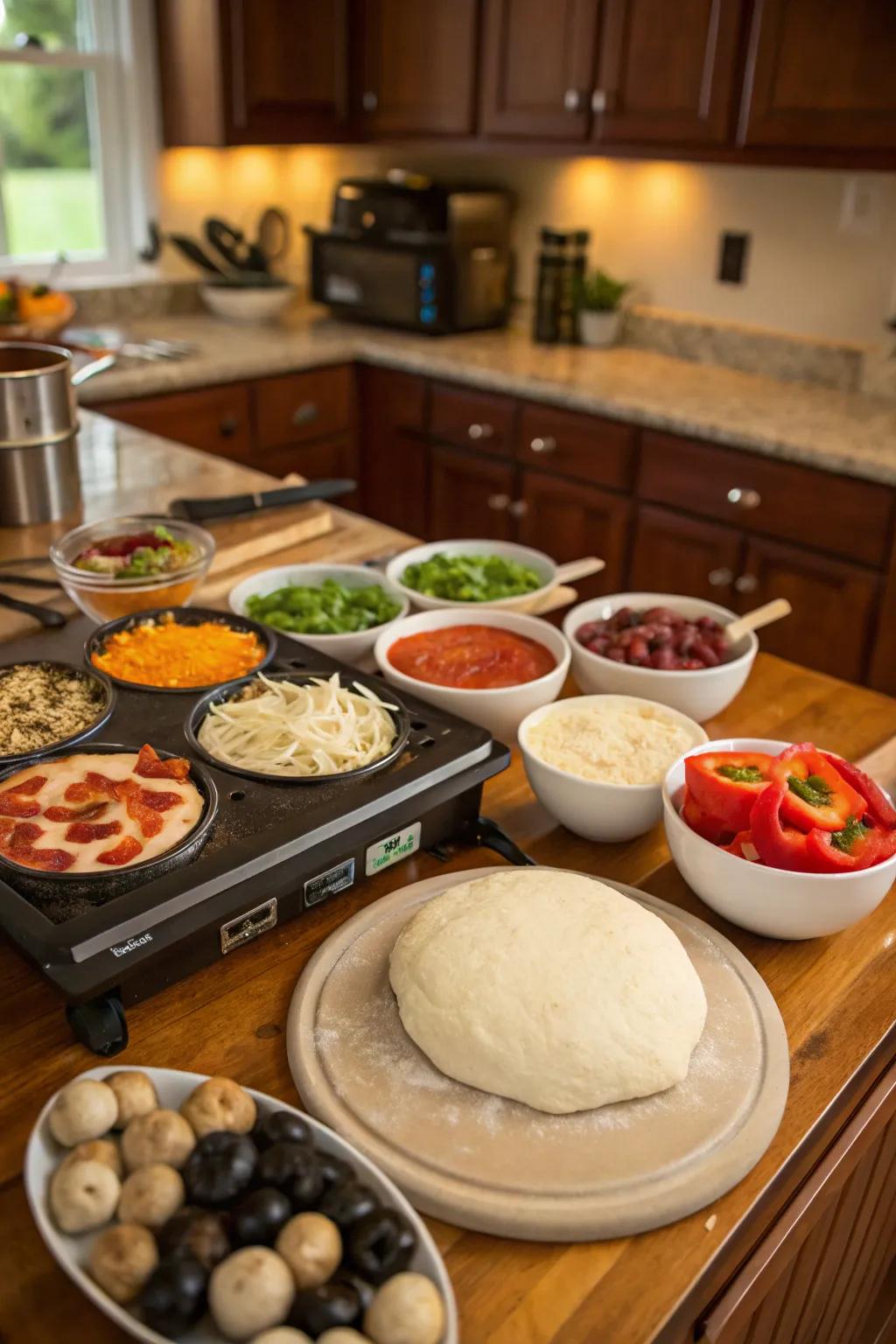 An interactive pizza station that doubles as dining and entertainment.