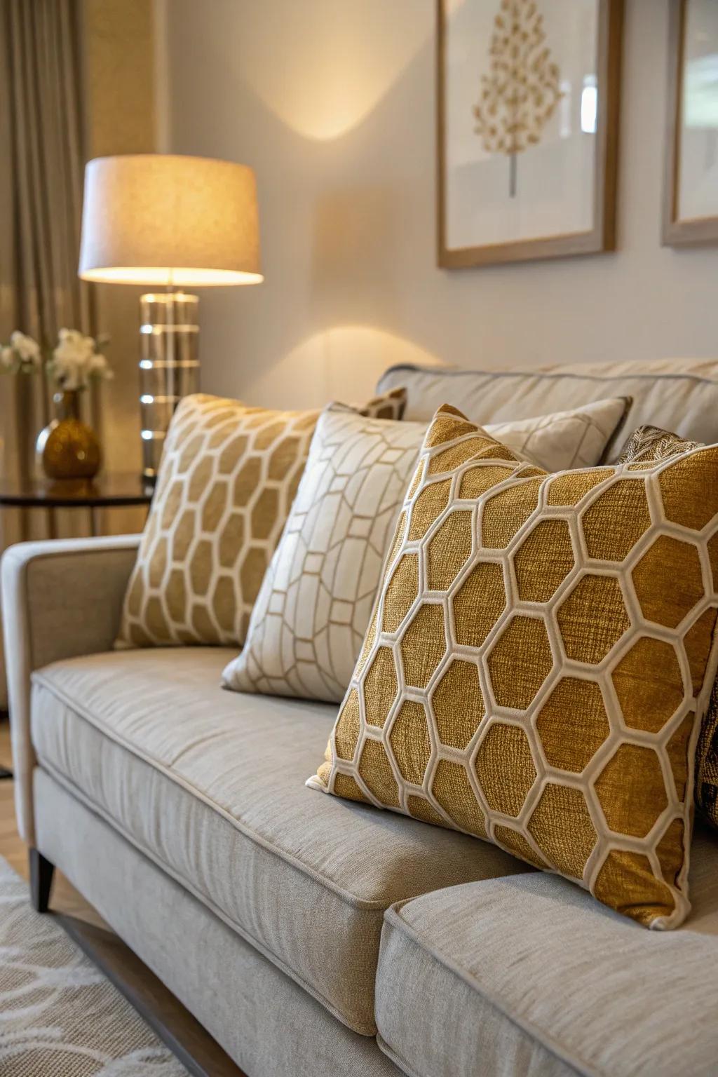 Refresh your space with honeycomb accent pillows.