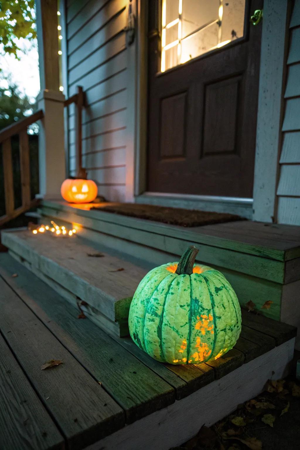 A glow-in-the-dark pumpkin that adds a magical touch to your evening decor.