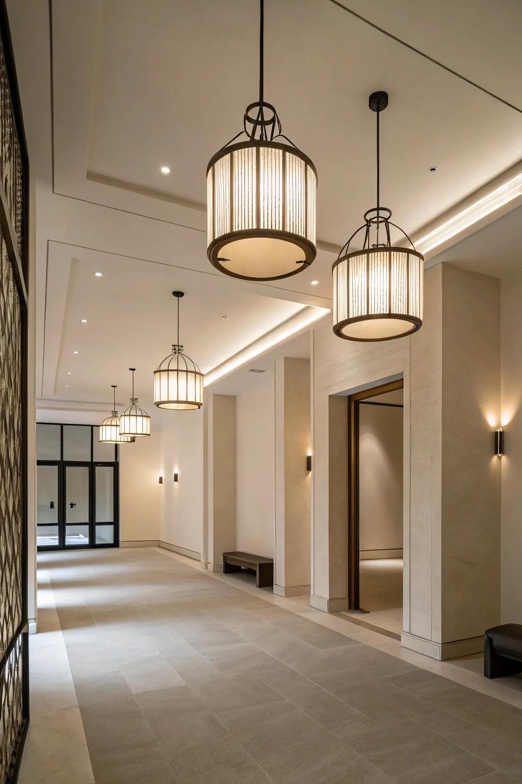 Minimalist light fixtures in a contemporary interior.