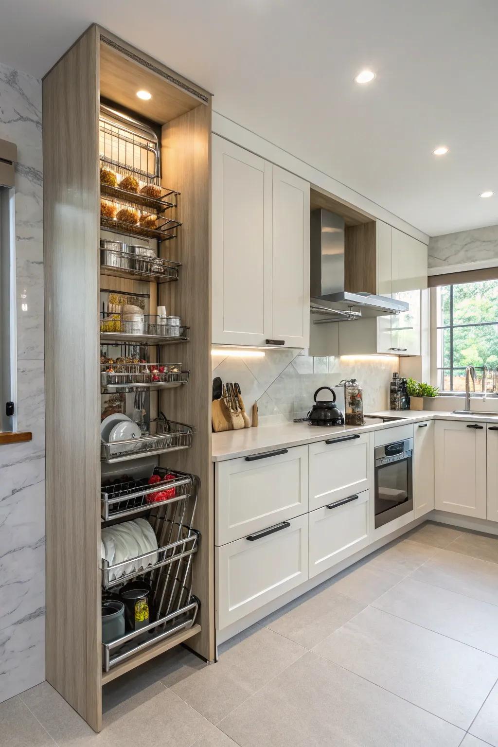 Built-in designs offer a seamless and elegant solution for kitchen storage.
