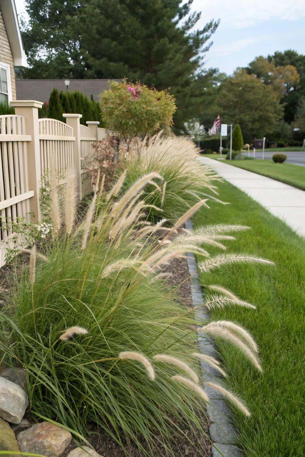 Ornamental grasses add texture and movement to the landscape.