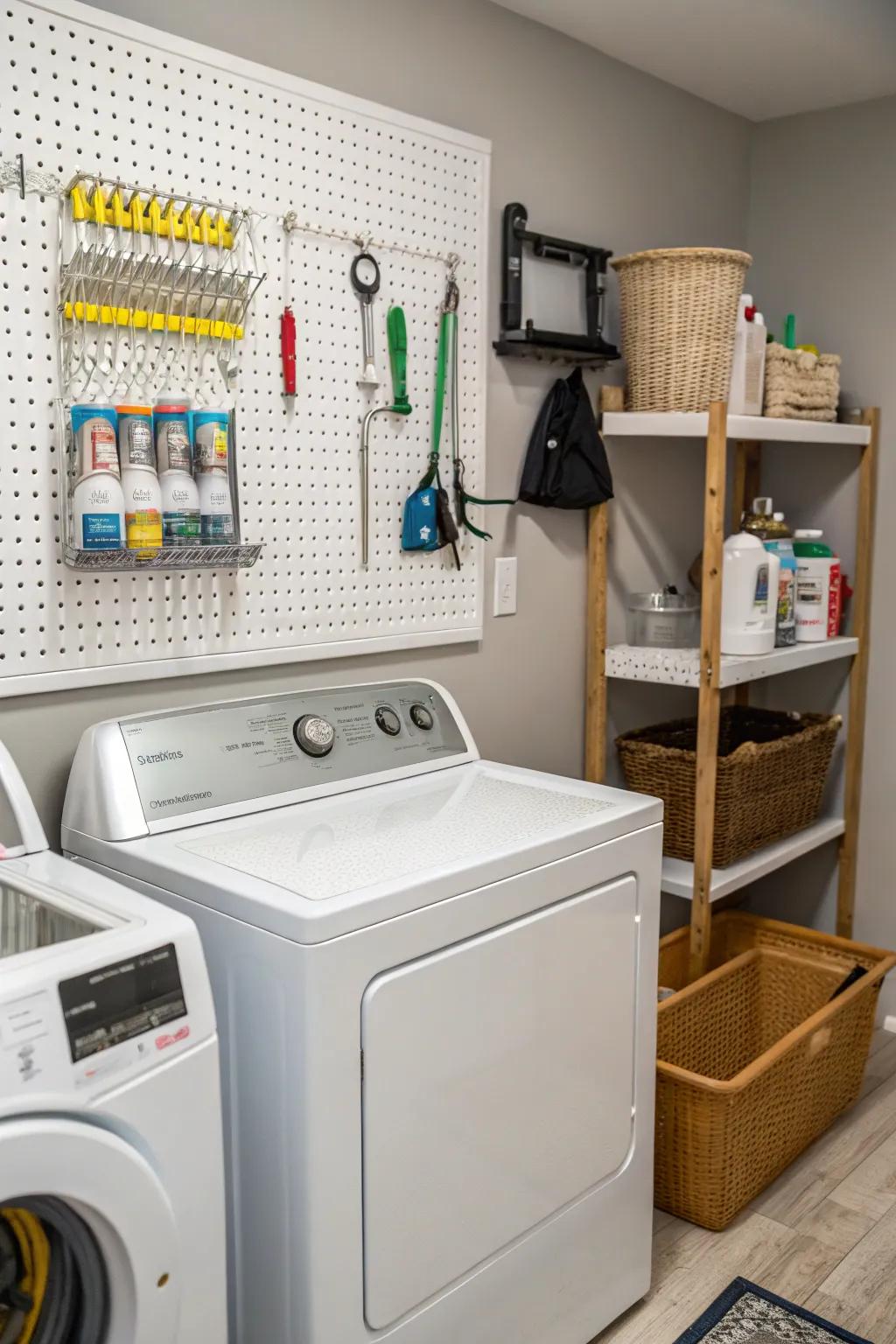 Pegboards offer versatile and customizable storage options.