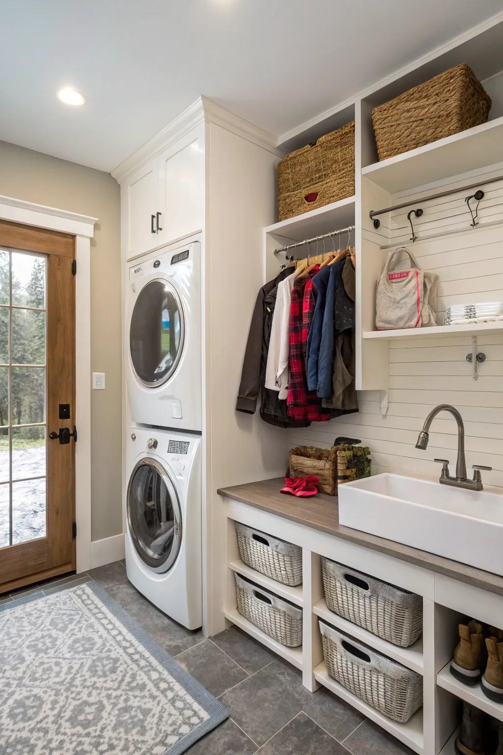 Seamlessly blend laundry and mudroom functionalities.