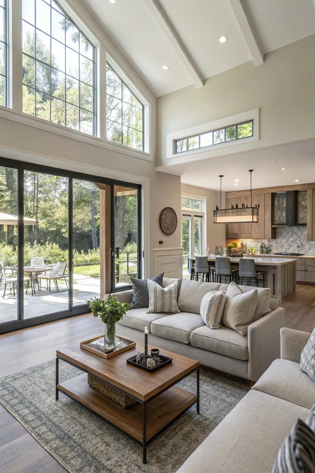 An open floor plan encouraging fluid movement in the living room.