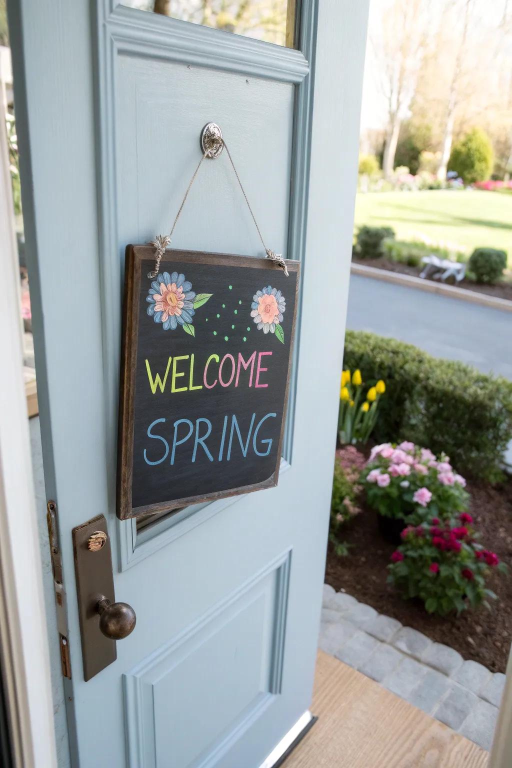 A chalkboard sign offers versatile and creative messaging.