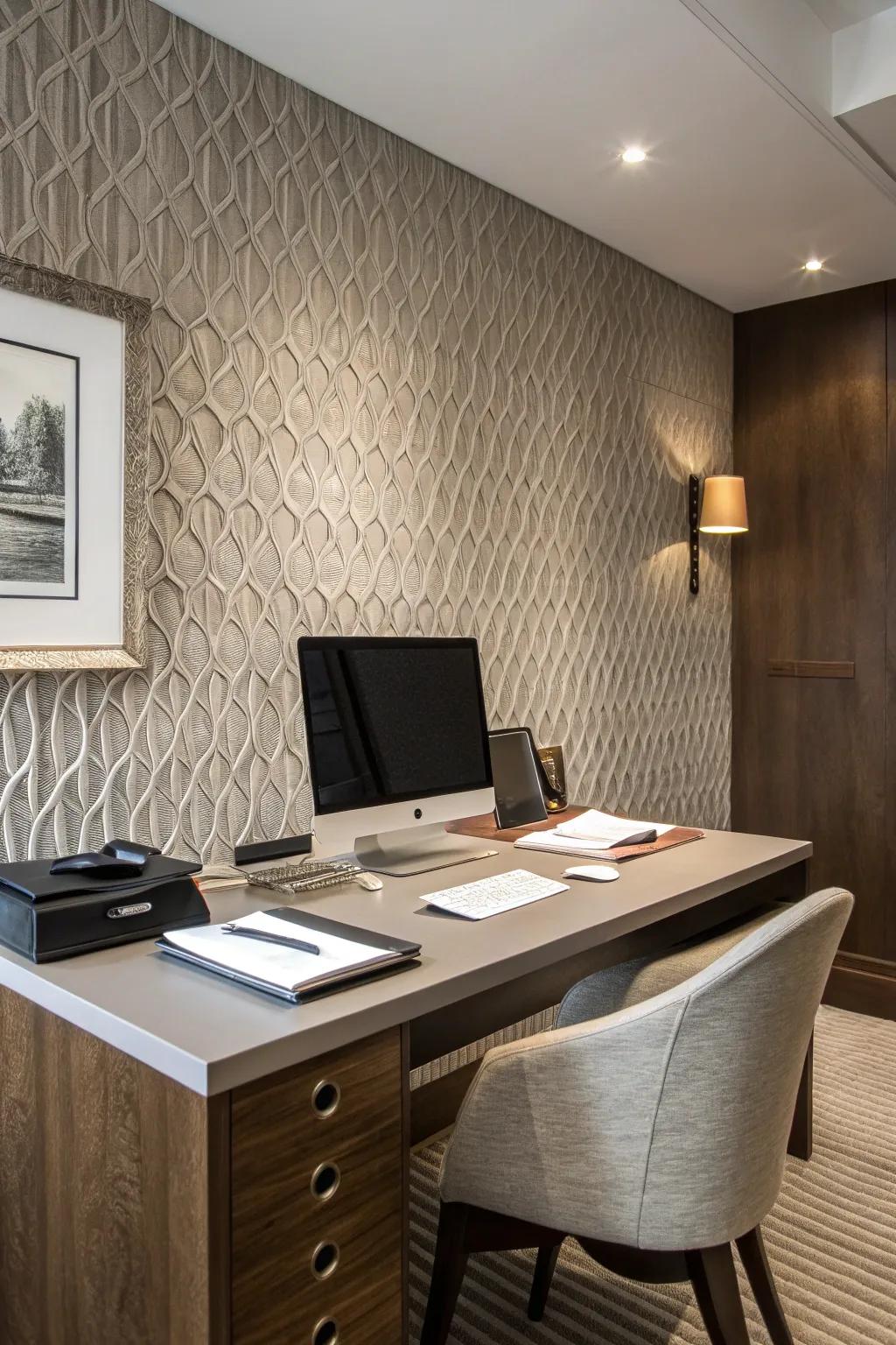 An accent wall adds visual interest and a unique touch to your office.