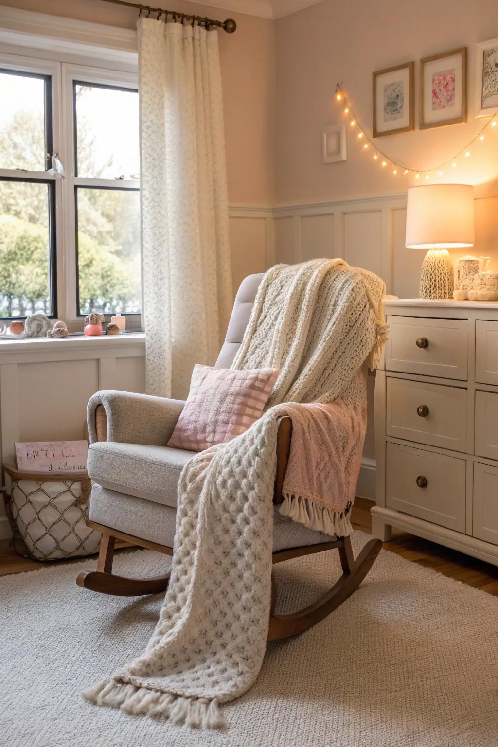 Cozy seating areas are perfect for parent and baby bonding.