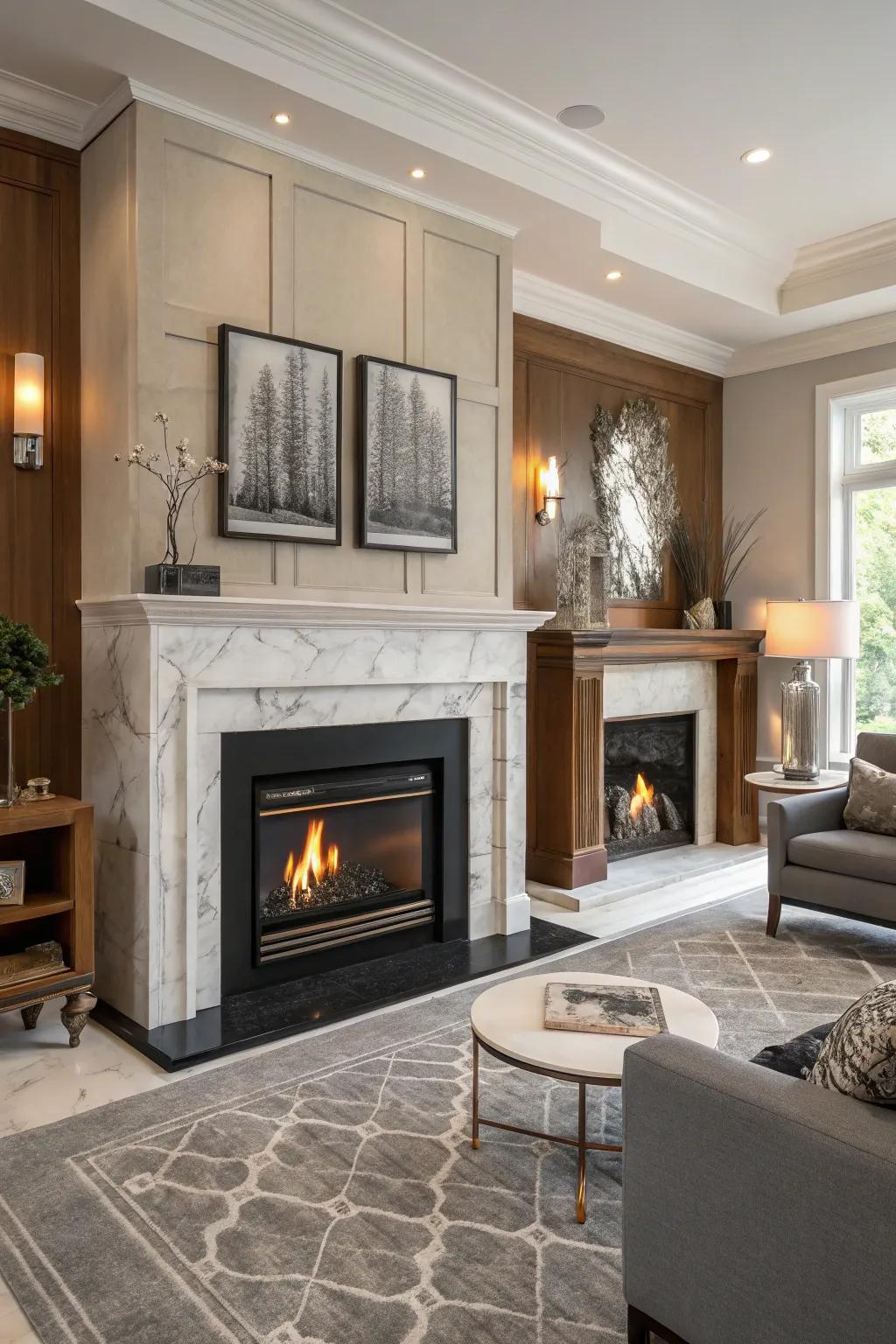 Variety of fireplace surround styles.