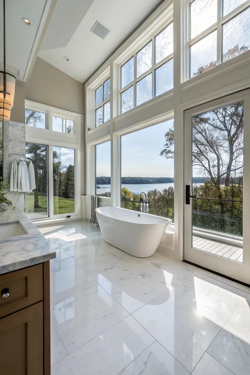 A spacious layout enhances comfort and flow in this master bathroom.