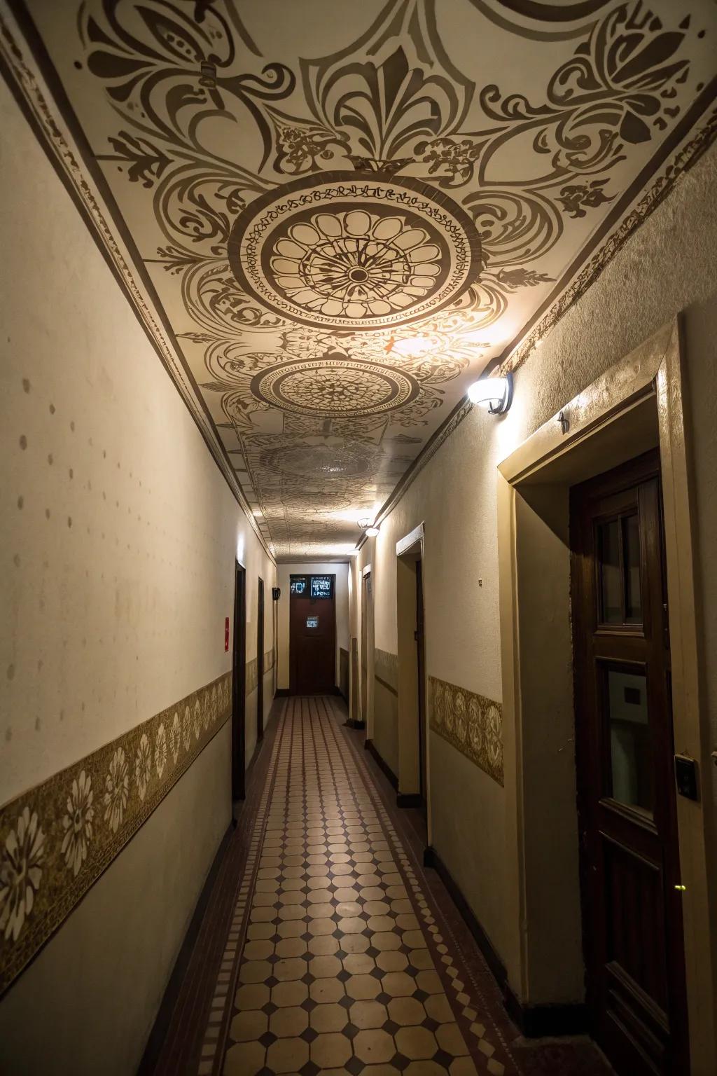 Ceiling accents can add unexpected elegance to your hallway.