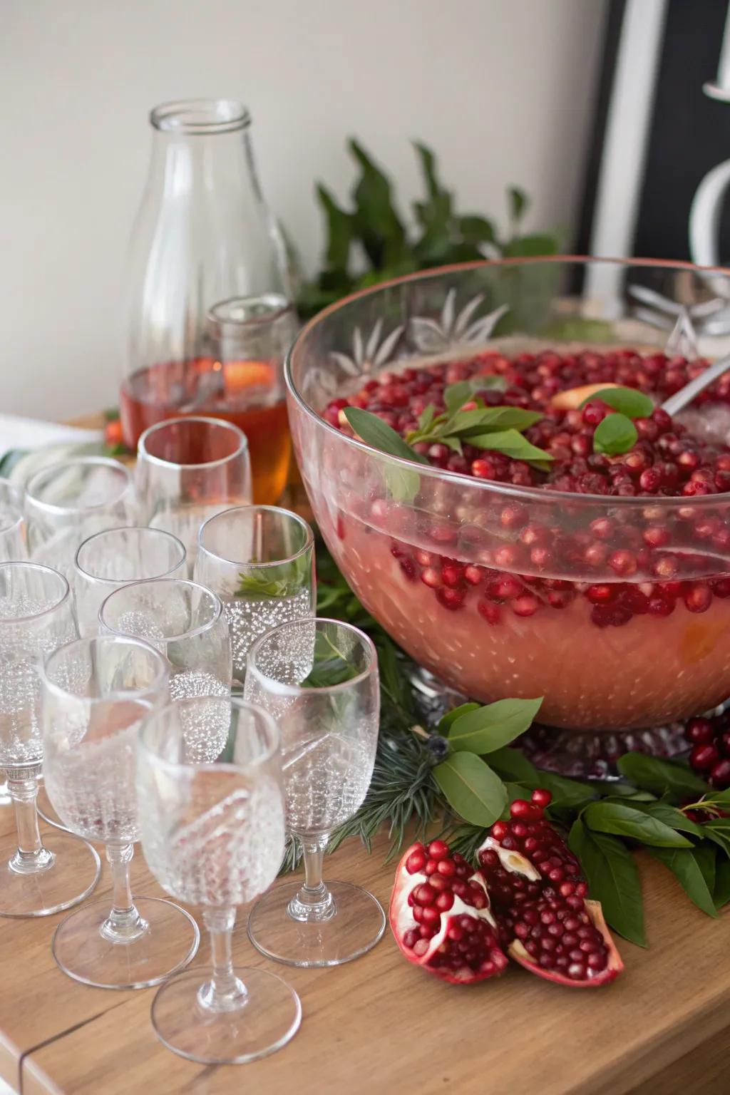 Vibrant sparkling pomegranate punch for a festive toast.