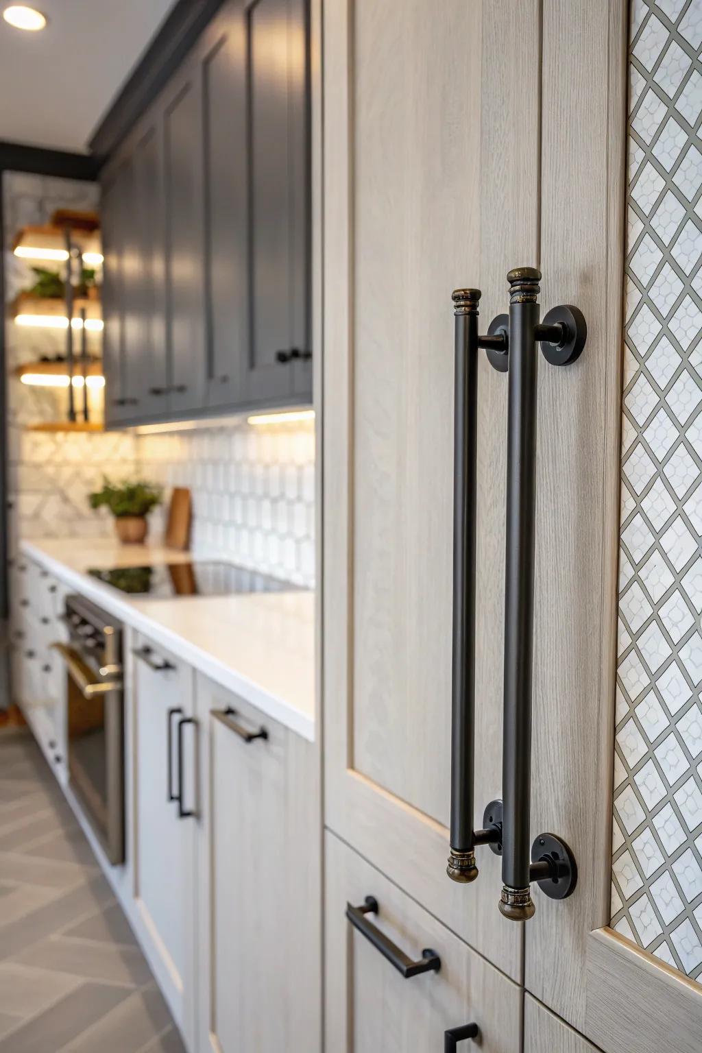 Unique hardware can transform the look of your pantry door.