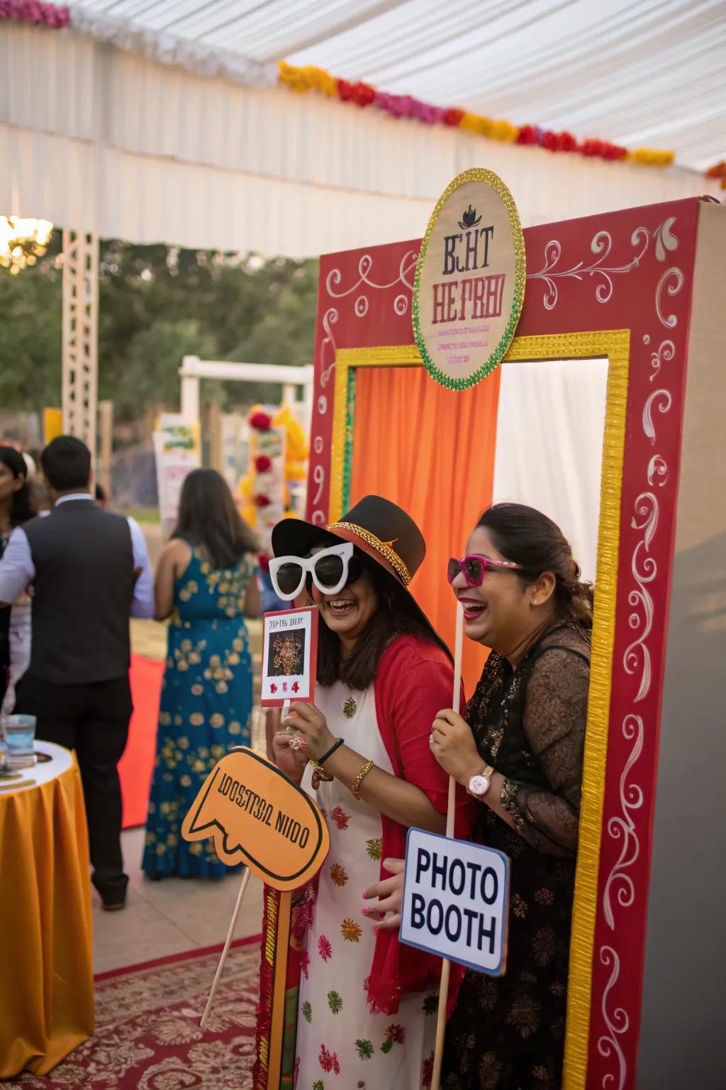 A fun DIY photo booth setup at a pasni ceremony.