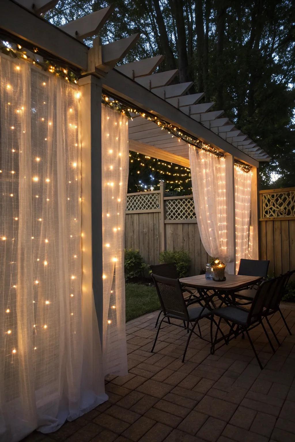 Create an ethereal backdrop with curtain lights.