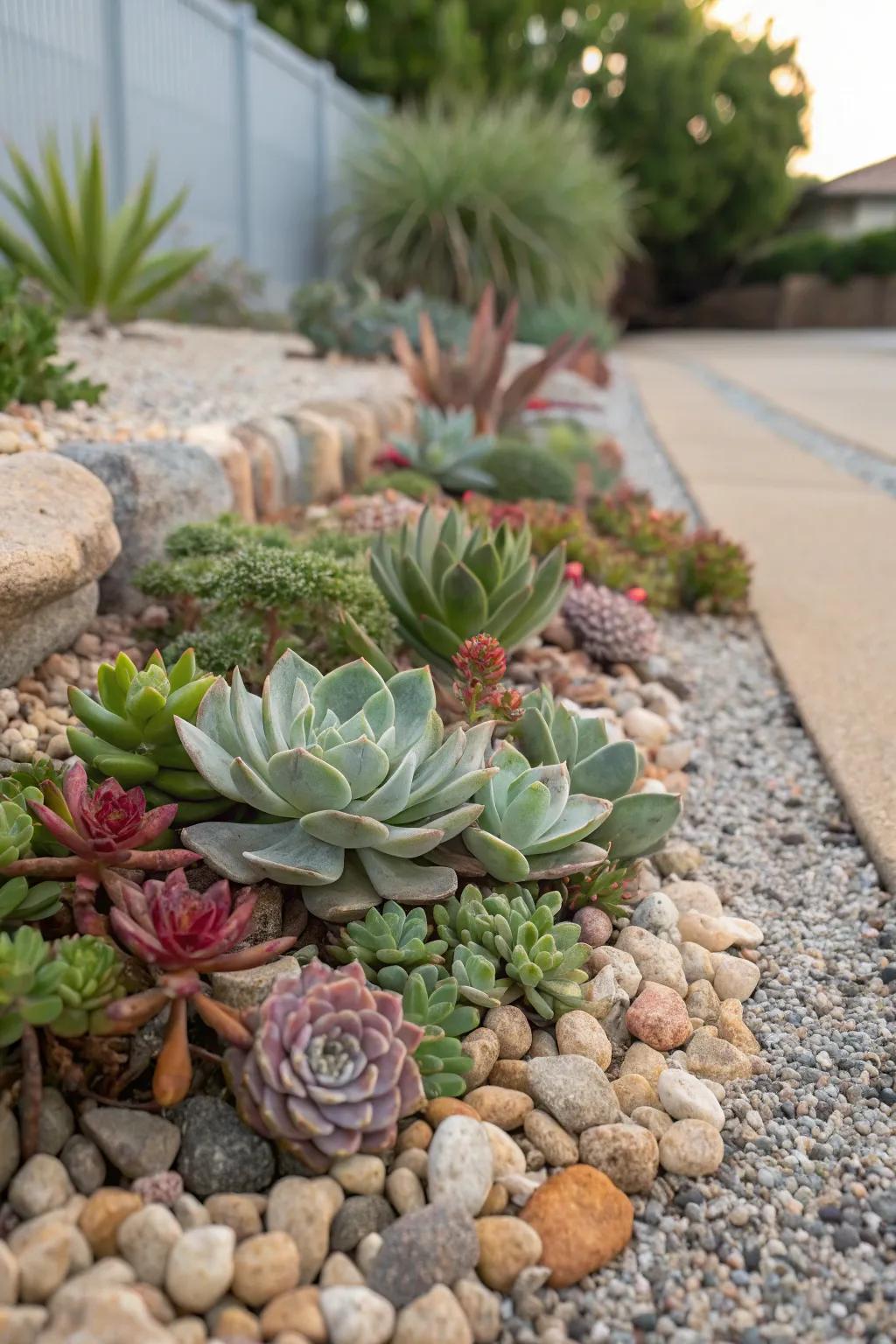 Showcase succulents with a chic pea gravel display.