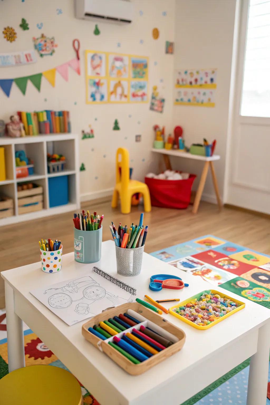 An art and craft station perfect for creative moments.