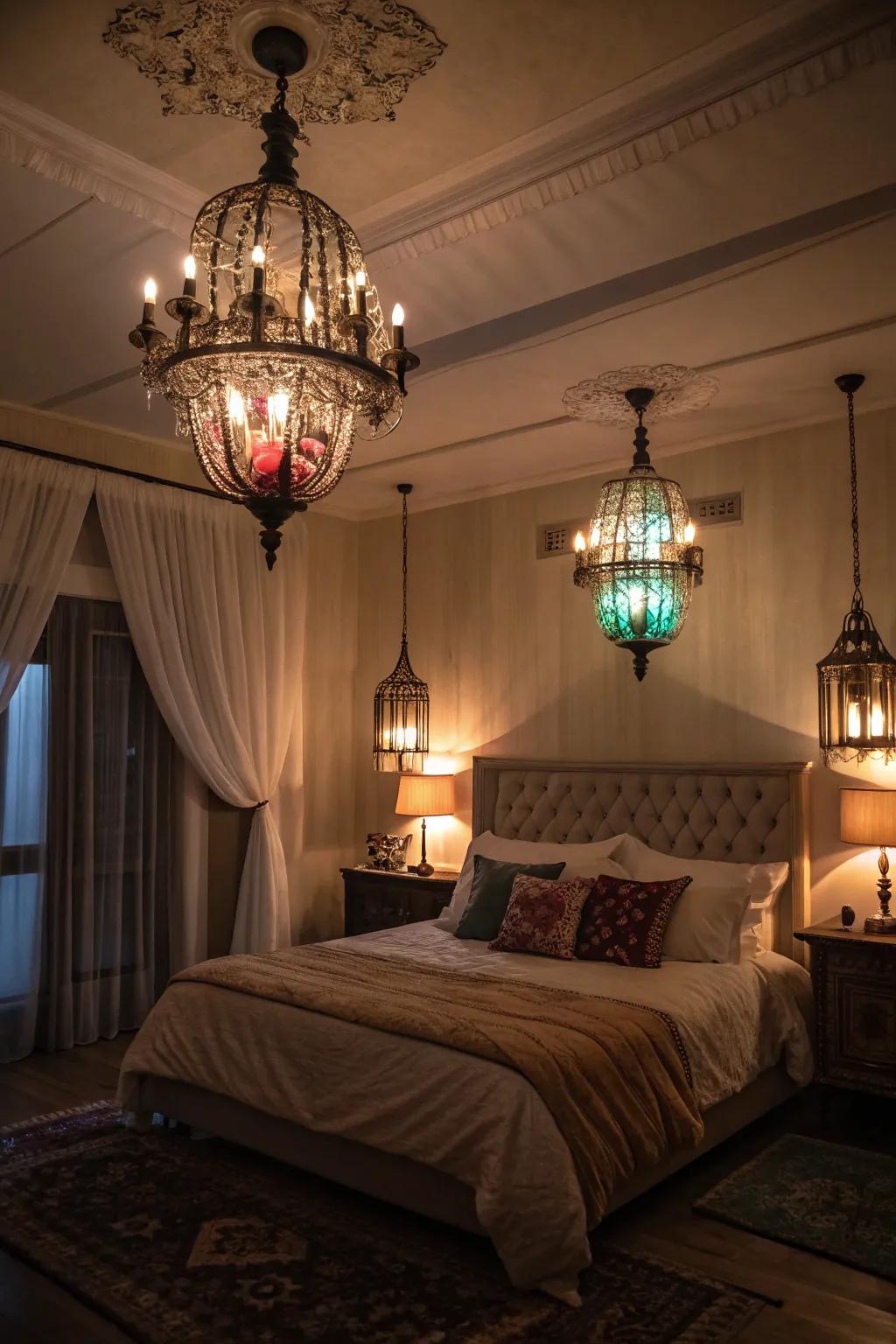 Moody lighting creating a relaxing atmosphere.
