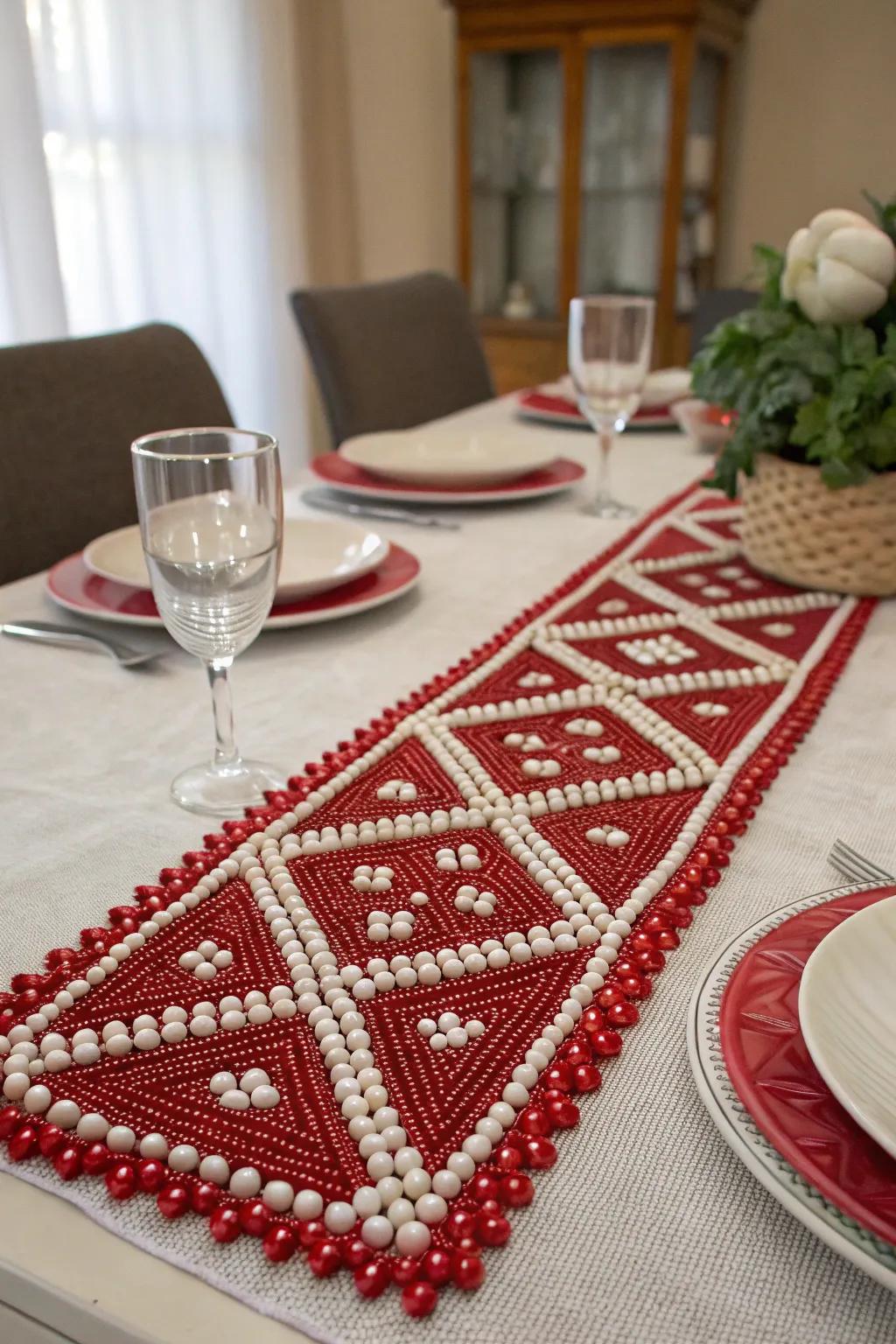 Liven up your dining area with a beaded table runner.