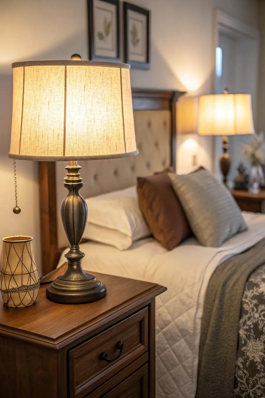 Personalize your lighting with dimmable bedside lamps.