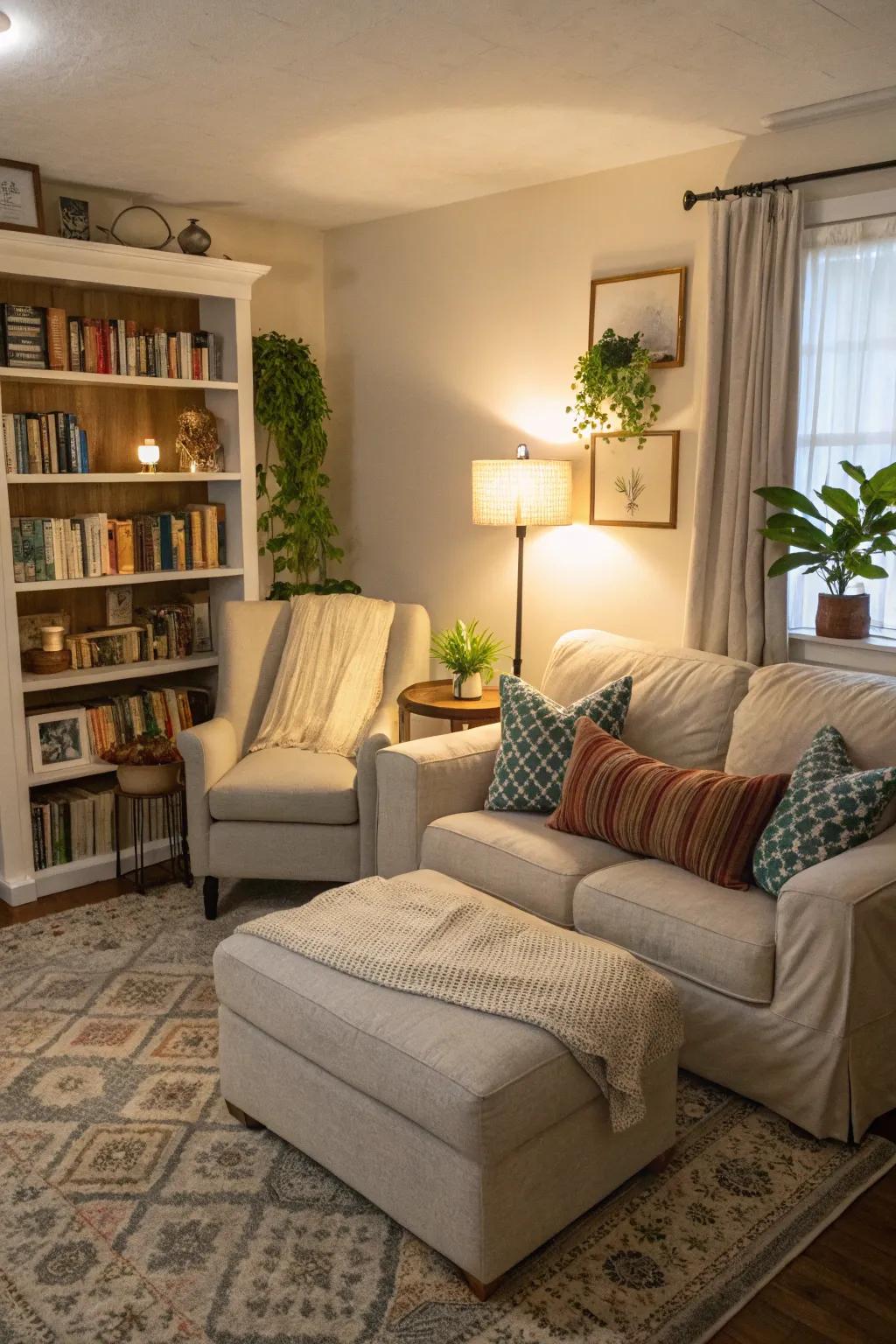 A sectional can be the perfect spot for a tranquil reading corner.