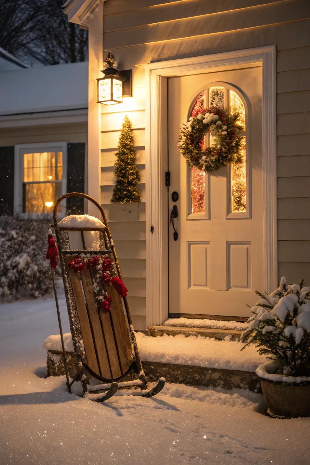 A vintage sled evokes memories of snowy adventures.