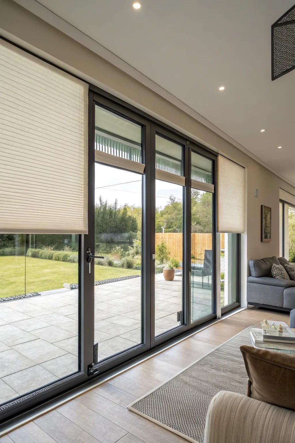 Smart blinds offer convenience and modernity.