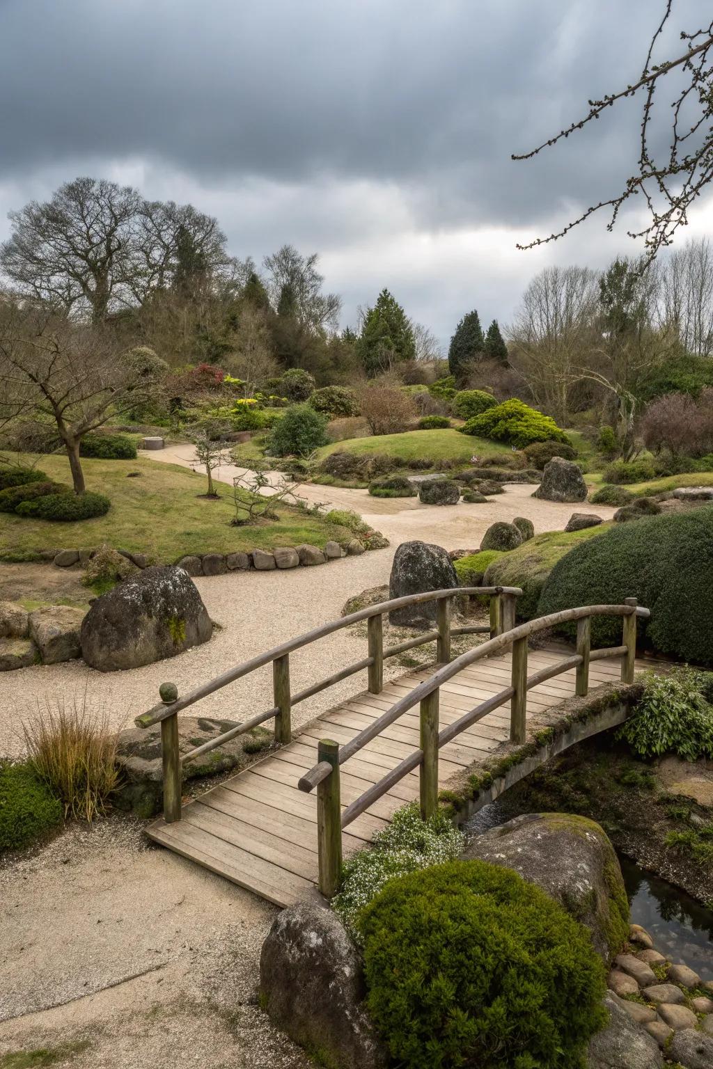 A small bridge adding charm and a sense of journey.