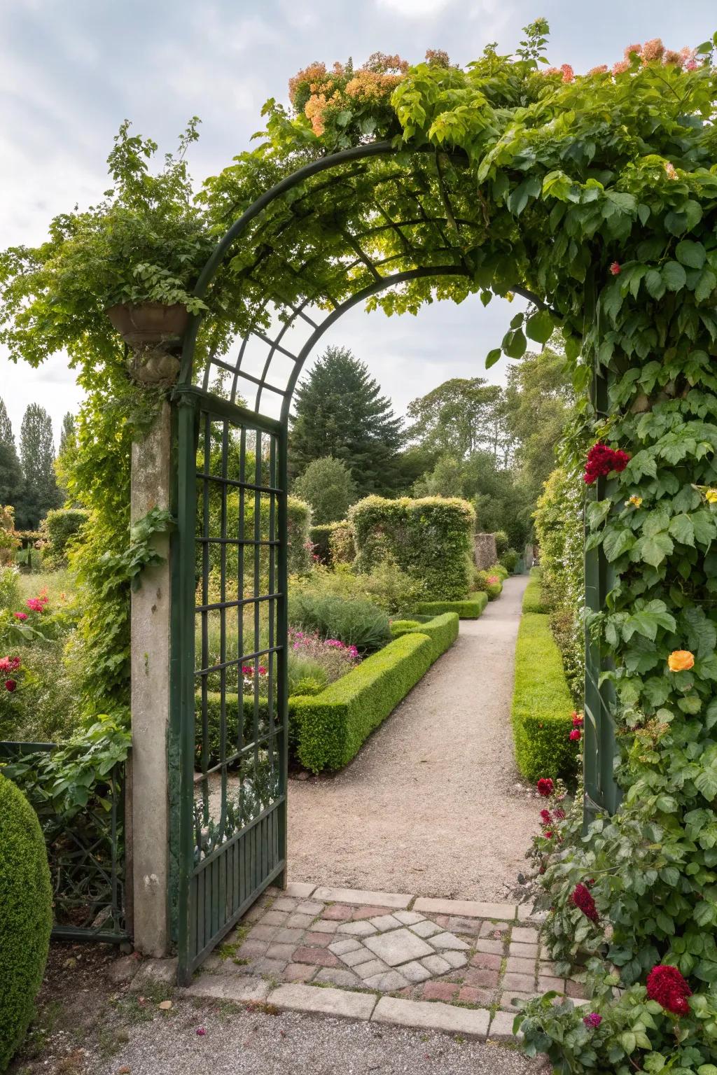 Trellis gates add greenery and charm to your garden.