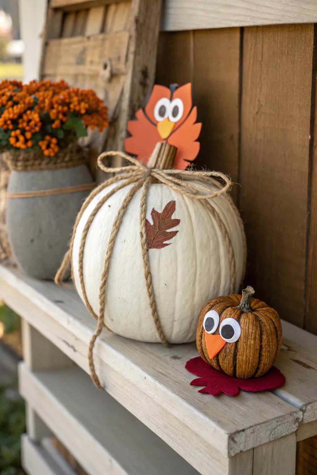 Add rustic texture with twine wrapping.
