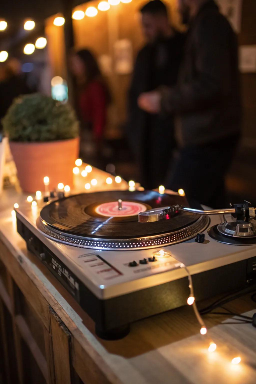 Platter lights creating a glowing effect beneath the turntable.