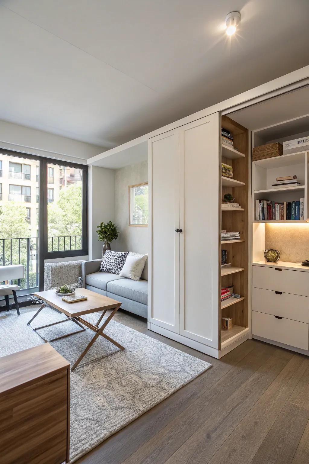 Double your living space with a sleek Murphy bed.