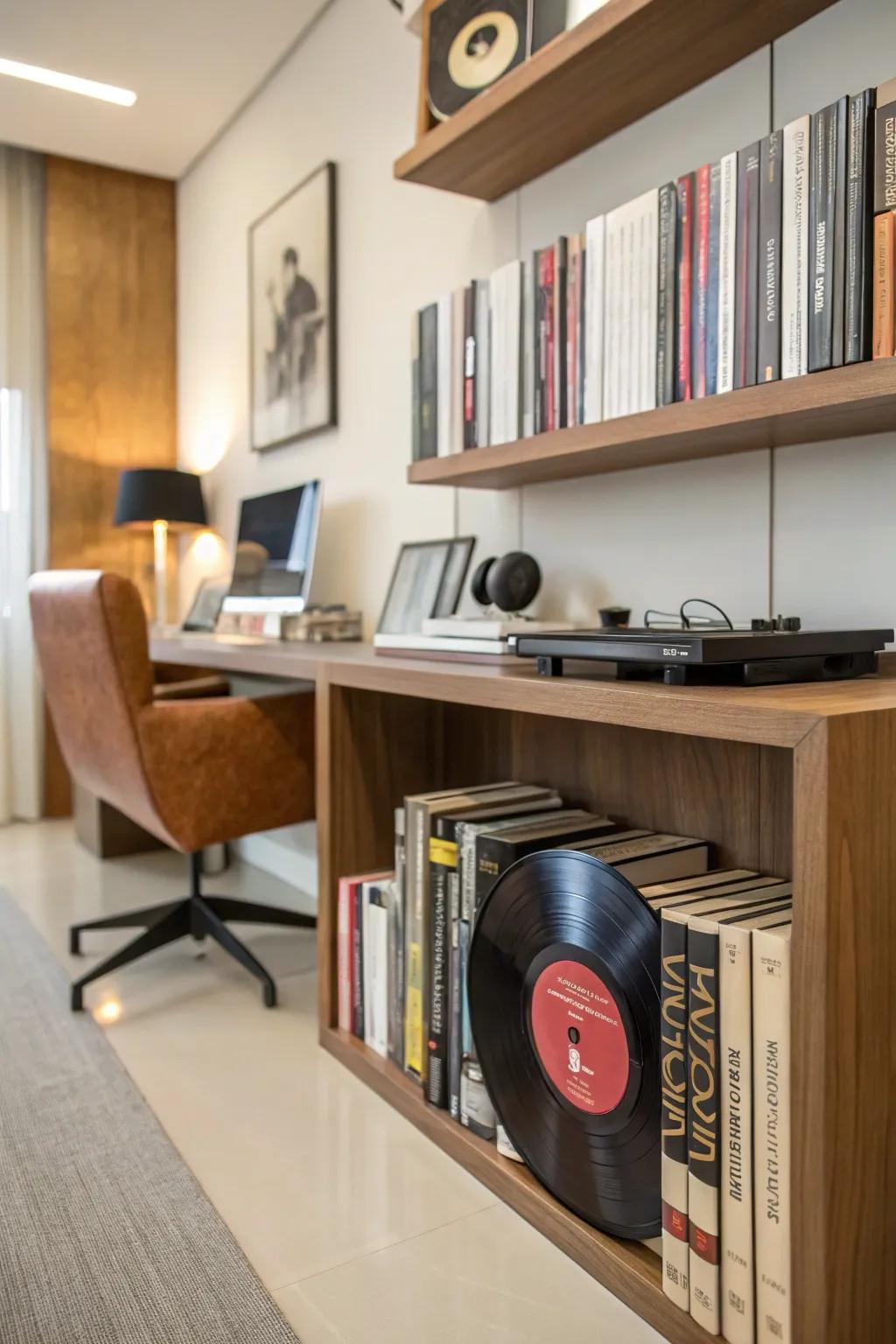 Create unique bookends with your old records for a musical flair.