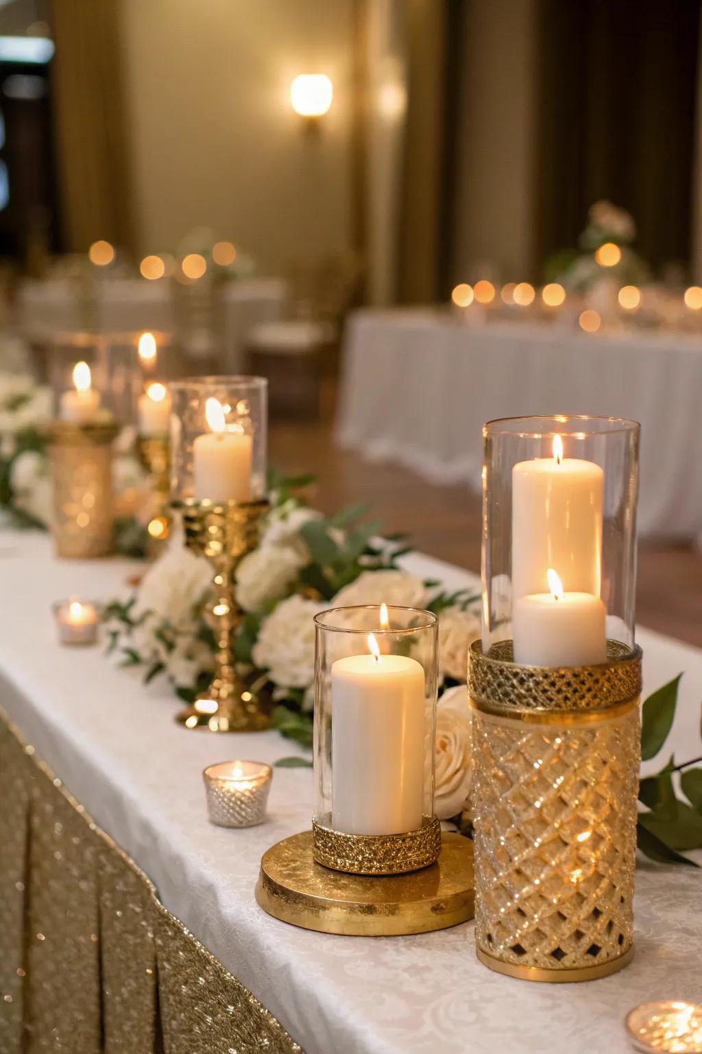 Gold accents adding a touch of luxury to the centerpiece.