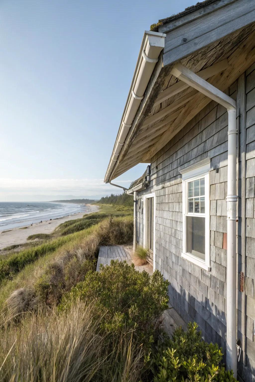 Weathered gray soffits bring a coastal vibe to any home.